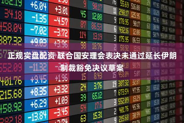 正规实盘配资 联合国安理会表决未通过延长伊朗制裁豁免决议草案