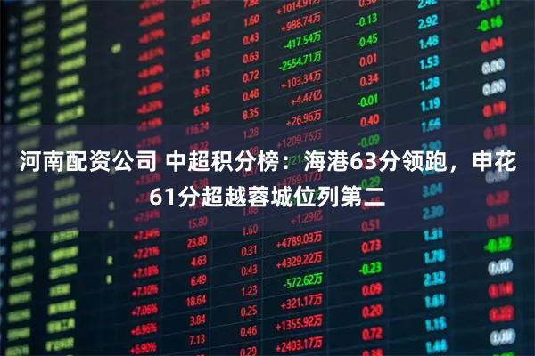 河南配资公司 中超积分榜：海港63分领跑，申花61分超越蓉城位列第二